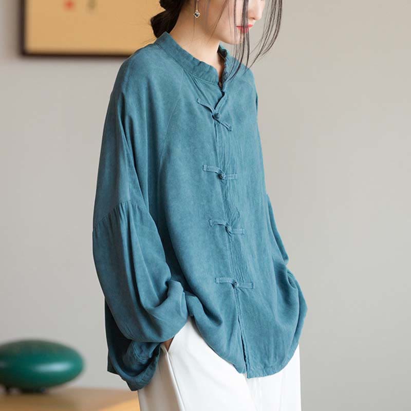 Buddha Stonesカエルボタン長袖シャツ禅太極拳瞑想トップス漢服ジャケット - image 1