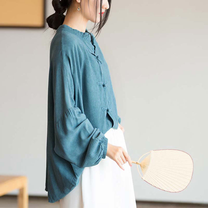 Buddha Stonesカエルボタン長袖シャツ禅太極拳瞑想トップス漢服ジャケット - image 3