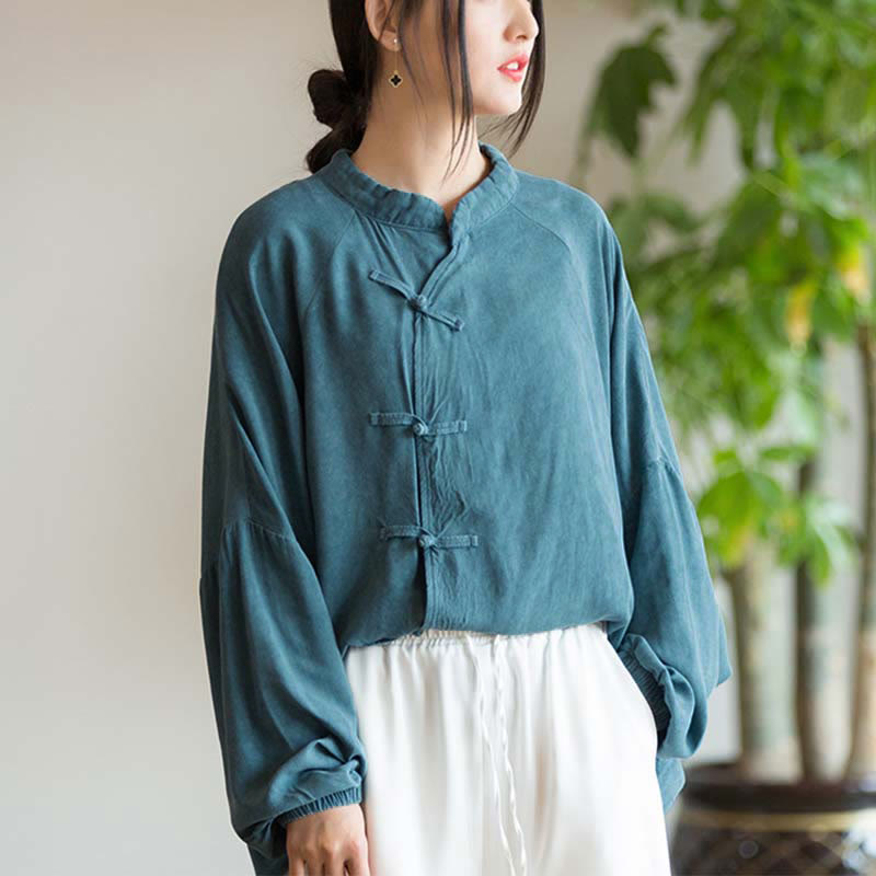 Buddha Stonesカエルボタン長袖シャツ禅太極拳瞑想トップス漢服ジャケット - image 4