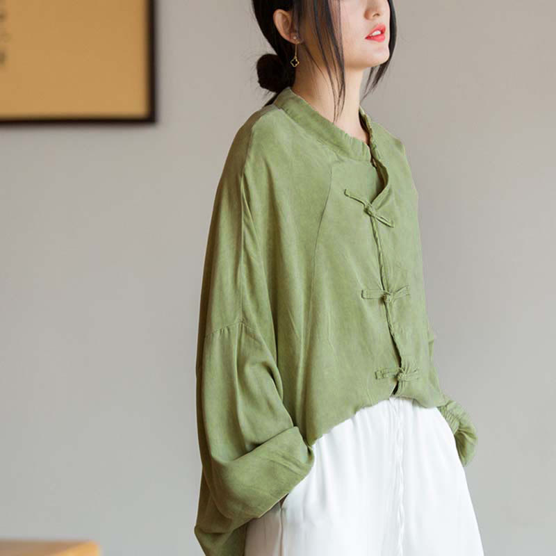 Buddha Stonesカエルボタン長袖シャツ禅太極拳瞑想トップス漢服ジャケット - グリーン(バスト162cm)(トップスのみ) - image 11