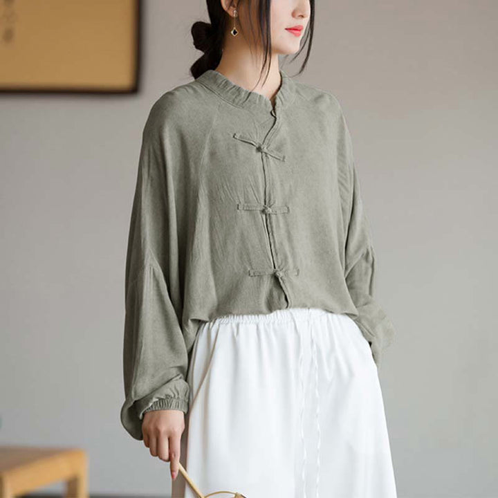 Buddha Stonesカエルボタン長袖シャツ禅太極拳瞑想トップス漢服ジャケット - グレー(バスト162cm)(トップスのみ) - image 17