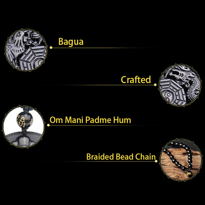 Buddha Stones八卦龍鳳凰黒曜石成就ペンダントネックレス - image 7