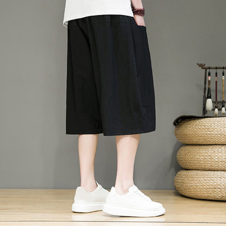 Buddha Stonesカジュアル ドローストリング コットンリネン メンズ カプリ ハーレムパンツ ポケット付き - image 16