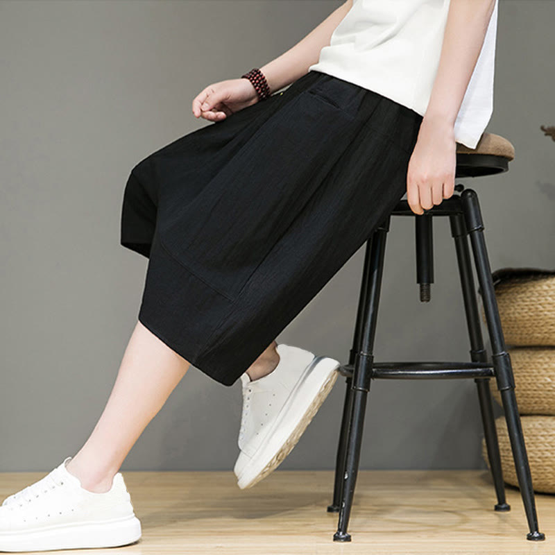 Buddha Stonesカジュアル ドローストリング コットンリネン メンズ カプリ ハーレムパンツ ポケット付き - image 19