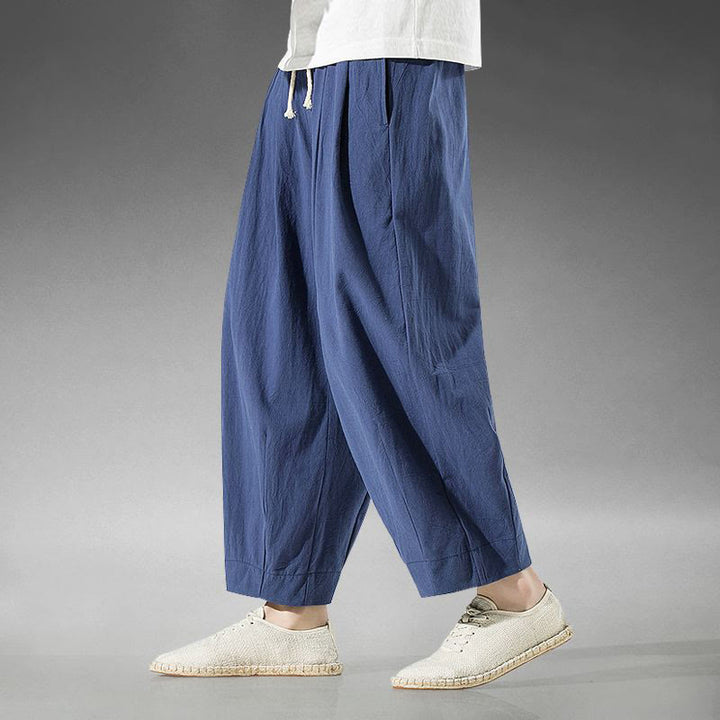 Buddha Stones無地 コットンリネン メンズ アンクル丈 ハーレムパンツ ポケット付き - image 6