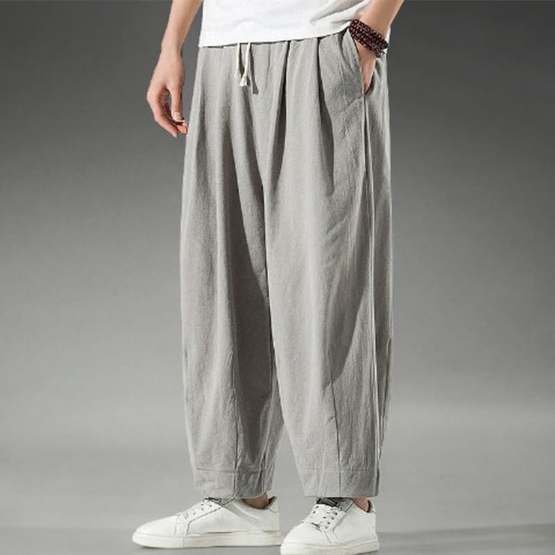 Buddha Stones無地 コットンリネン メンズ アンクル丈 ハーレムパンツ ポケット付き - image 14