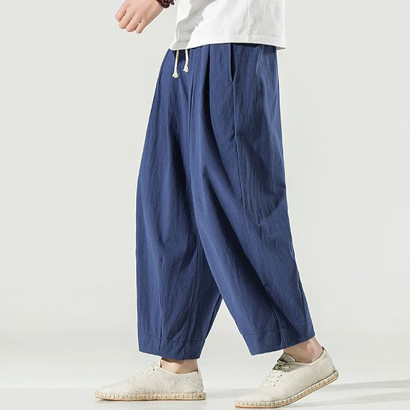 Buddha Stones無地 コットンリネン メンズ アンクル丈 ハーレムパンツ ポケット付き - image 2