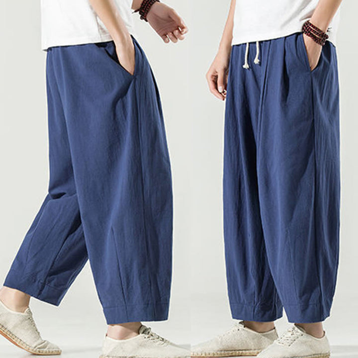 Buddha Stones無地 コットンリネン メンズ アンクル丈 ハーレムパンツ ポケット付き - image 7