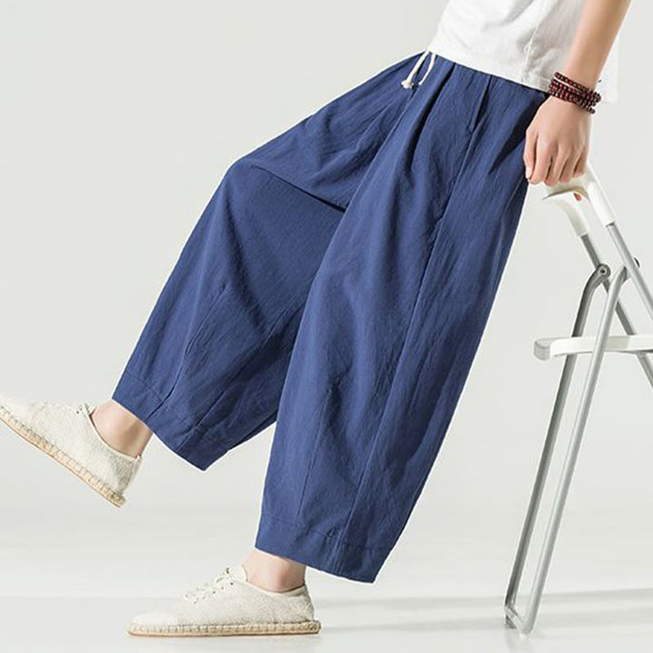 Buddha Stones無地 コットンリネン メンズ アンクル丈 ハーレムパンツ ポケット付き - image 5