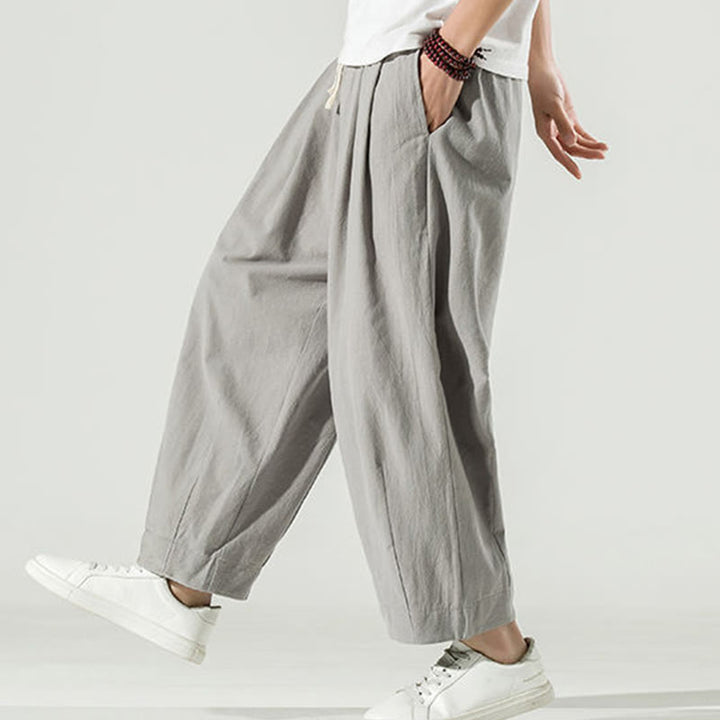 Buddha Stones無地 コットンリネン メンズ アンクル丈 ハーレムパンツ ポケット付き - image 12