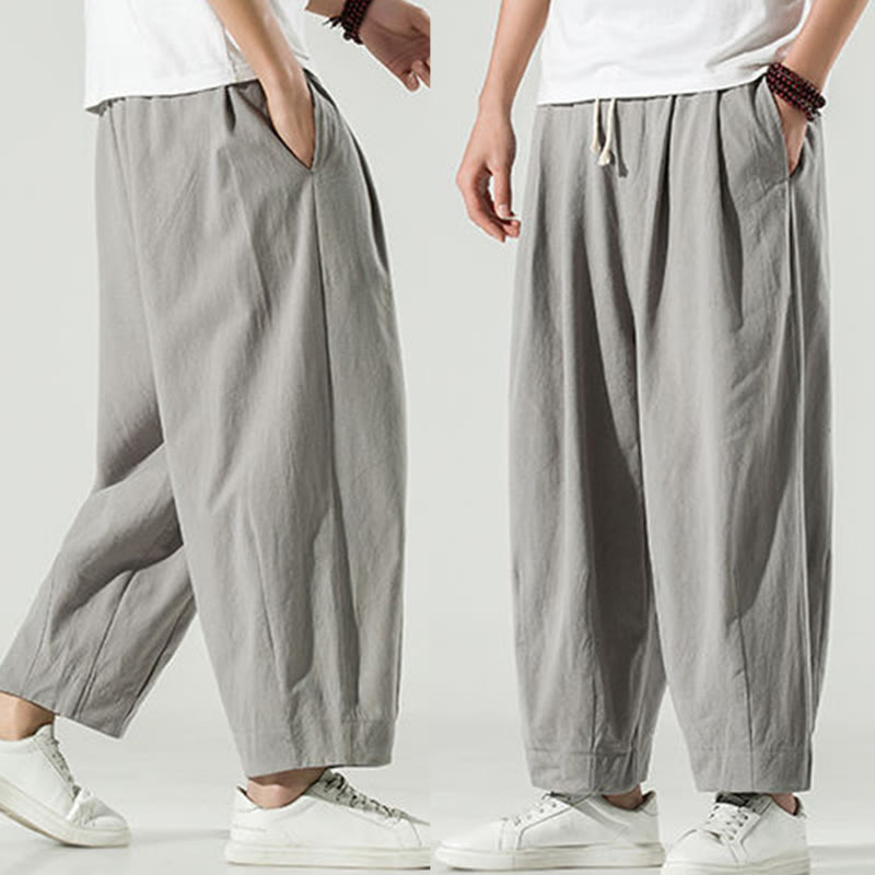 Buddha Stones無地 コットンリネン メンズ アンクル丈 ハーレムパンツ ポケット付き - image 20