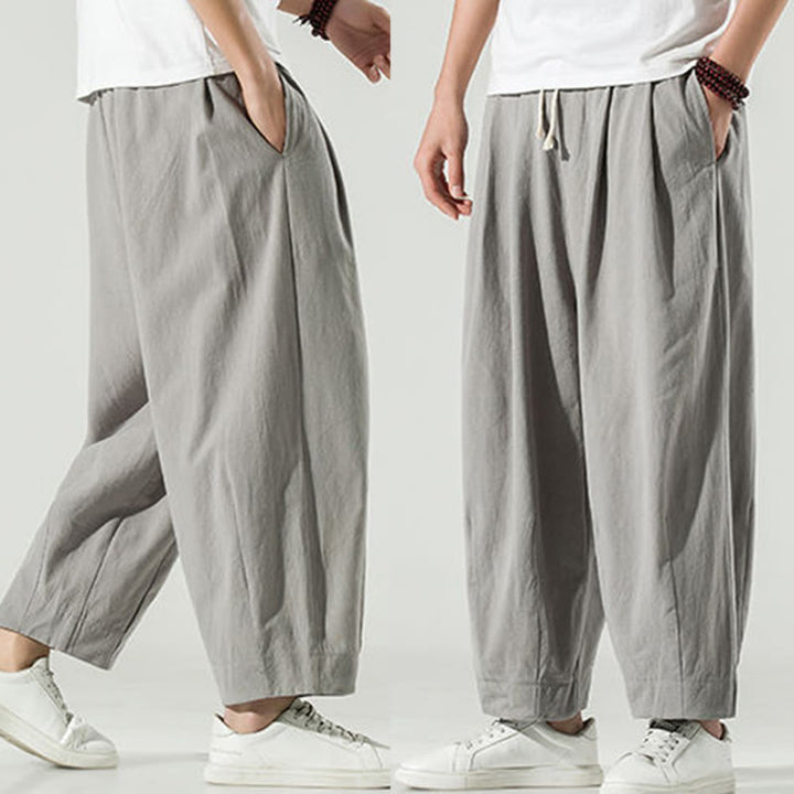 Buddha Stones無地 コットンリネン メンズ アンクル丈 ハーレムパンツ ポケット付き - image 20