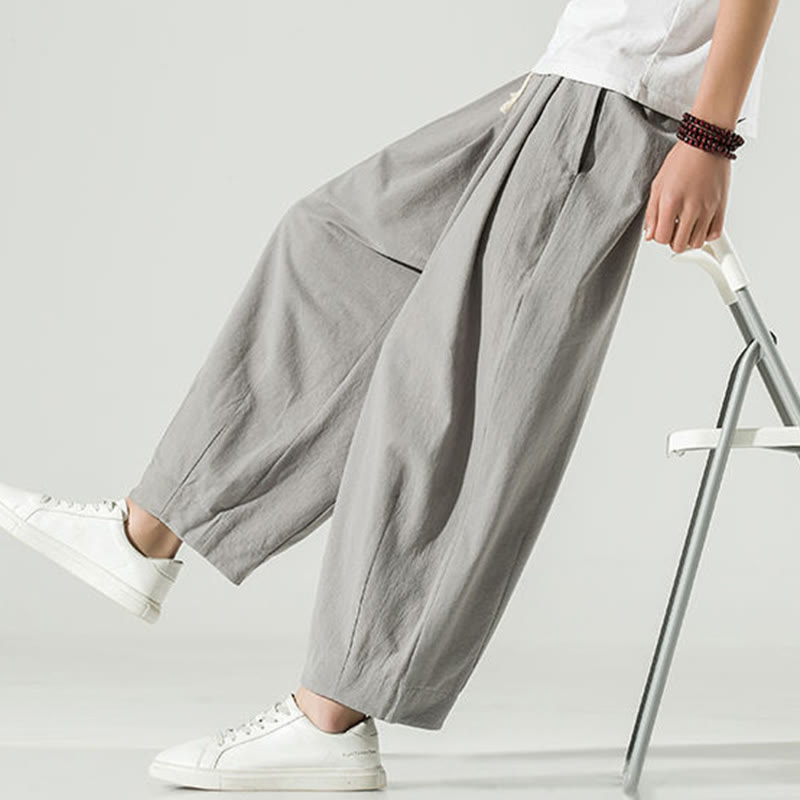 Buddha Stones無地 コットンリネン メンズ アンクル丈 ハーレムパンツ ポケット付き - image 13