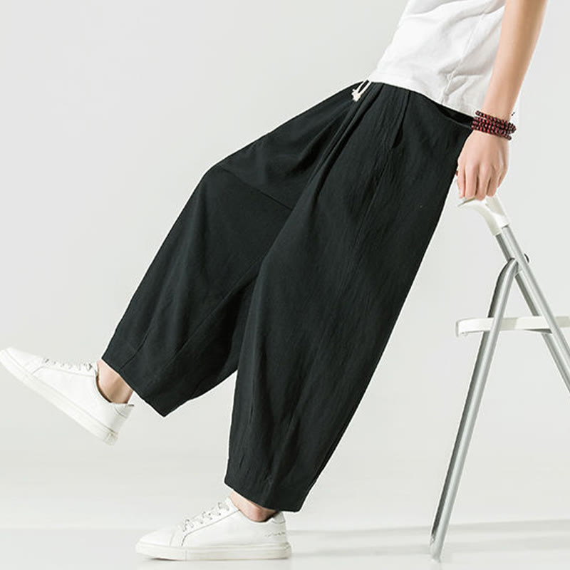 Buddha Stones無地 コットンリネン メンズ アンクル丈 ハーレムパンツ ポケット付き - image 27