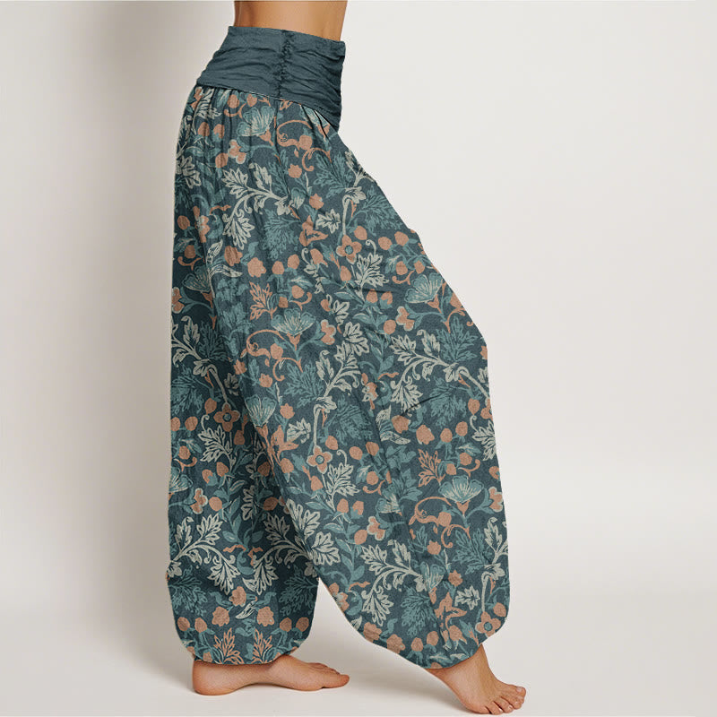 Buddha Stonesカジュアルフラワーつる葉柄レディース伸縮性ウエストハーレムパンツ - image 2