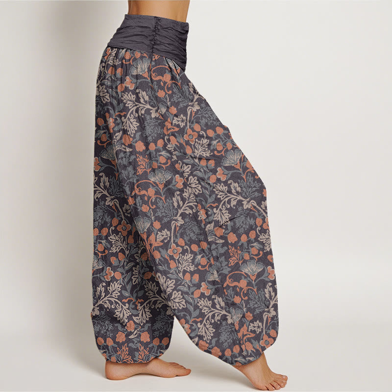 Buddha Stonesカジュアルフラワーつる葉柄レディース伸縮性ウエストハーレムパンツ - image 6