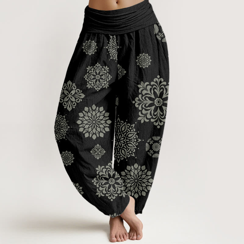 Buddha Stonesカジュアル マンダラ柄 レディース 伸縮性ウエスト ハーレムパンツ - 黒 - US22、 UK/AU26、 EU54 (6XL) - image 1
