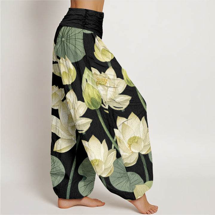 Buddha Stonesカジュアル 蓮の花 ポッド柄 レディース 伸縮性ウエスト ハーレムパンツ - image 6
