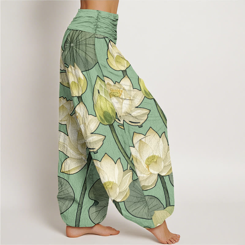 Buddha Stonesカジュアル 蓮の花 ポッド柄 レディース 伸縮性ウエスト ハーレムパンツ - image 9
