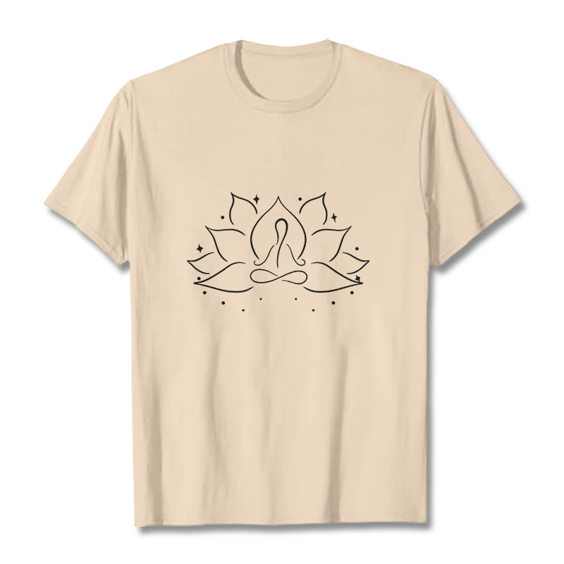 Buddha Stonesと蓮の花の瞑想ヨガのポーズデザインTシャツ - ビスク - 2XL - image 10