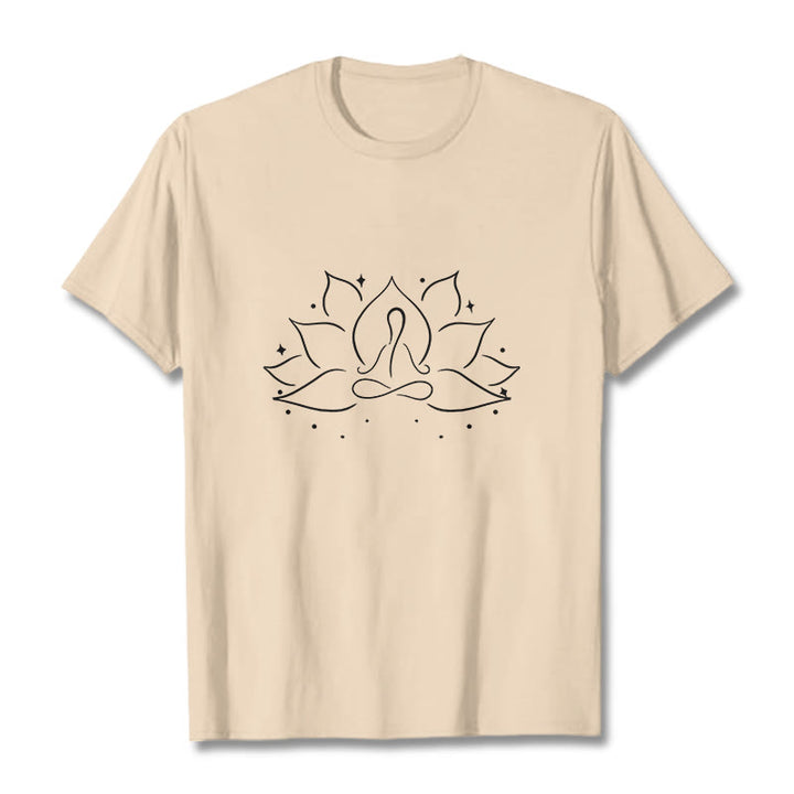 Buddha Stonesと蓮の花の瞑想ヨガのポーズデザインTシャツ - ビスク - 2XL - image 10