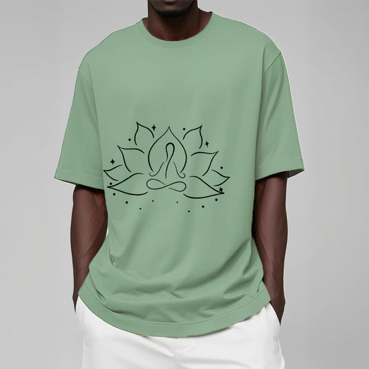 Buddha Stonesと蓮の花の瞑想ヨガのポーズデザインTシャツ - image 15