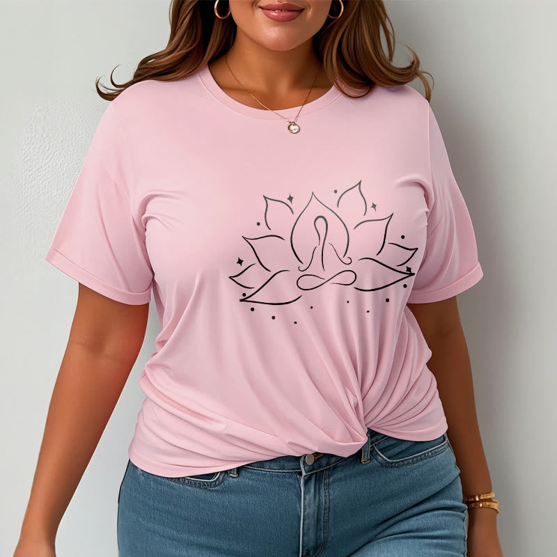 Buddha Stonesと蓮の花の瞑想ヨガのポーズデザインTシャツ - image 13