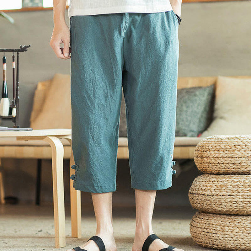 Buddha Stones鶴 刺繍 コットン メンズ クロップド ハーレムパンツ ポケット付き - image 5