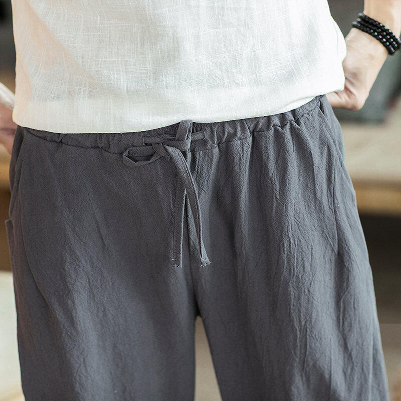 Buddha Stones鶴 刺繍 コットン メンズ クロップド ハーレムパンツ ポケット付き - image 20