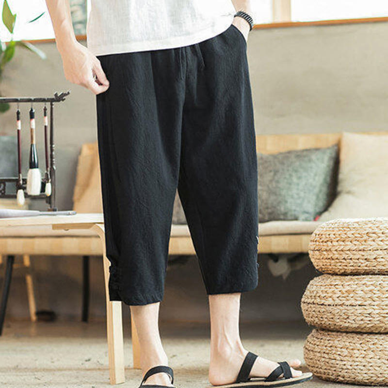 Buddha Stones鶴 刺繍 コットン メンズ クロップド ハーレムパンツ ポケット付き - image 24