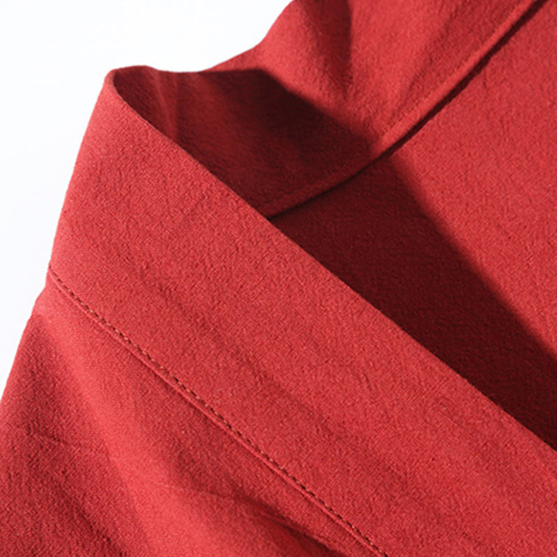 Buddha Stones刺繍 飛翔白鶴 コットンリネン オープンフロントジャケット メンズ着物 - image 6