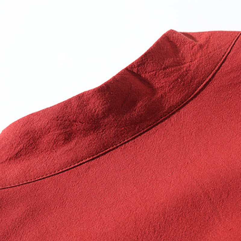 Buddha Stones刺繍 飛翔白鶴 コットンリネン オープンフロントジャケット メンズ着物 - image 5