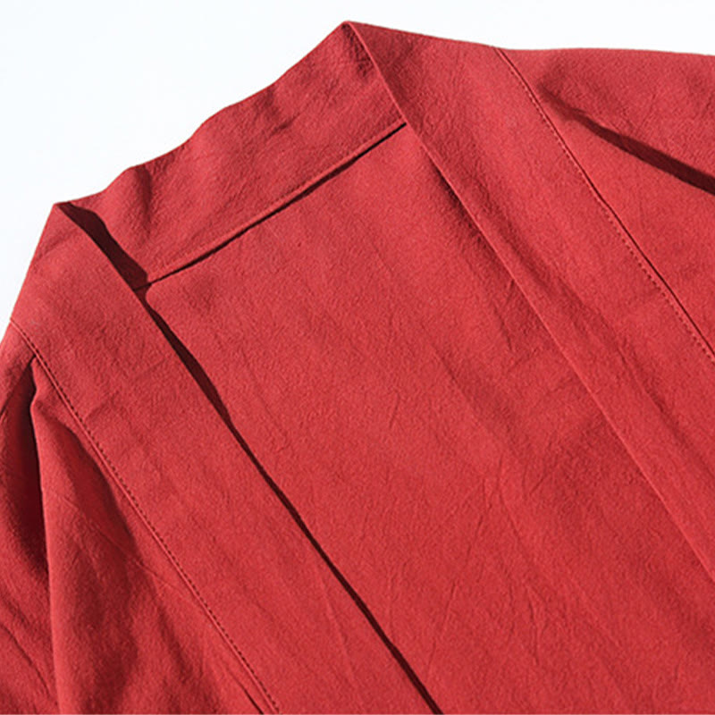 Buddha Stones刺繍 飛翔白鶴 コットンリネン オープンフロントジャケット メンズ着物 - image 4