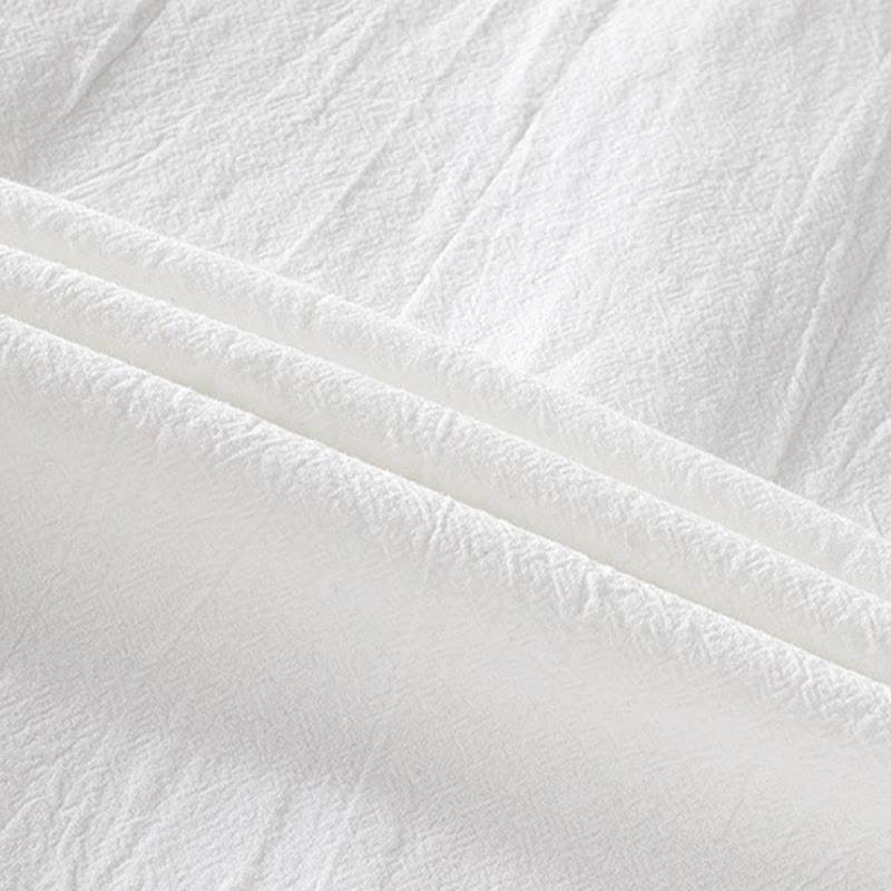 Buddha Stones夏用 無地 メンズ ボタン 半袖 コットンリネン シャツ - image 15