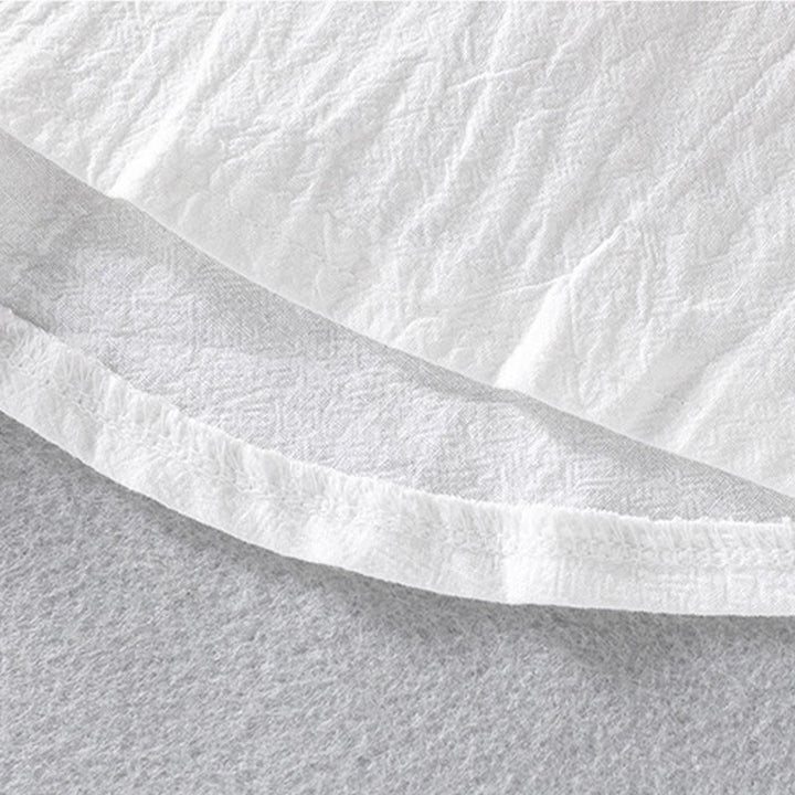 Buddha Stones夏用 無地 メンズ ボタン 半袖 コットンリネン シャツ - image 14