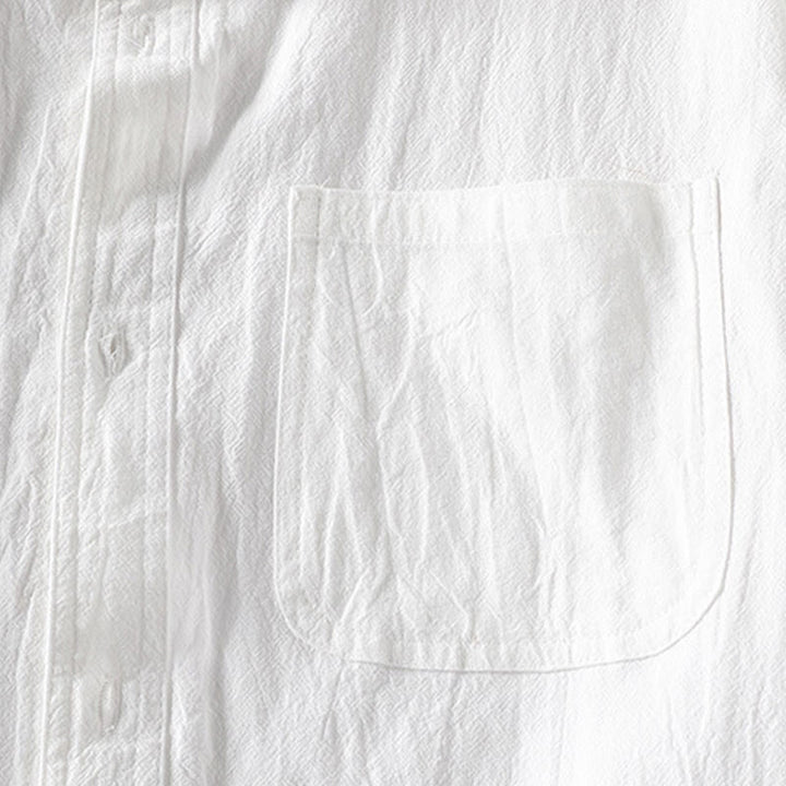 Buddha Stones夏用 無地 メンズ ボタン 半袖 コットンリネン シャツ - image 9