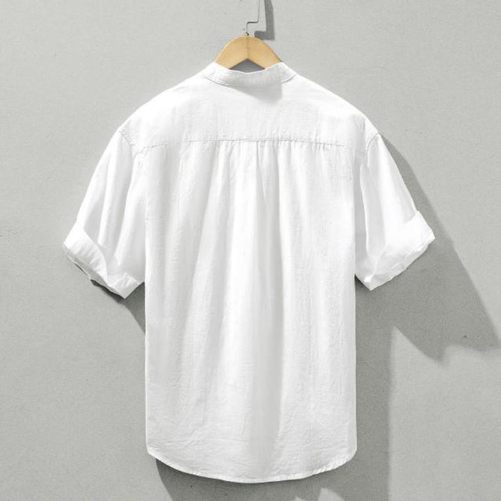 Buddha Stonesサマーソリッド メンズ ハーフボタン 半袖 コットンシャツ - image 16