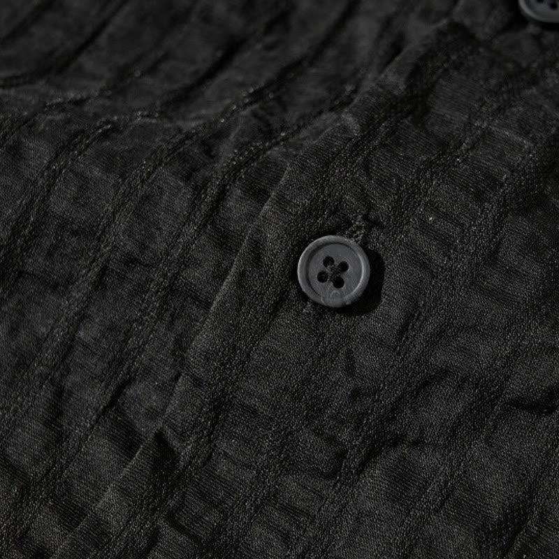 Buddha Stones夏用 無地 通気性 メンズ ボタン 半袖 テンセルシャツ - image 23