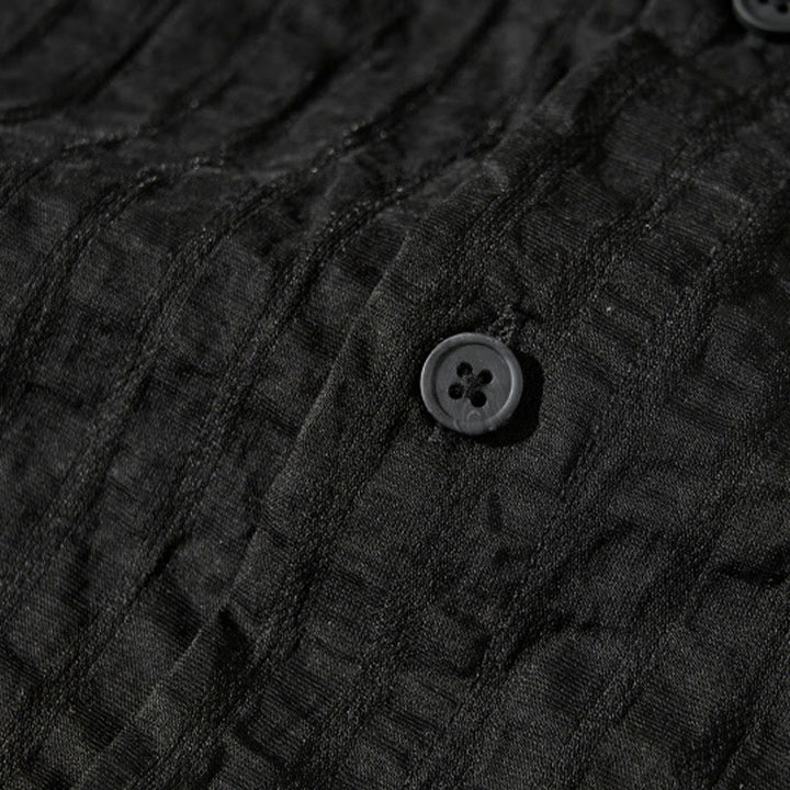 Buddha Stones夏用 無地 通気性 メンズ ボタン 半袖 テンセルシャツ - image 23