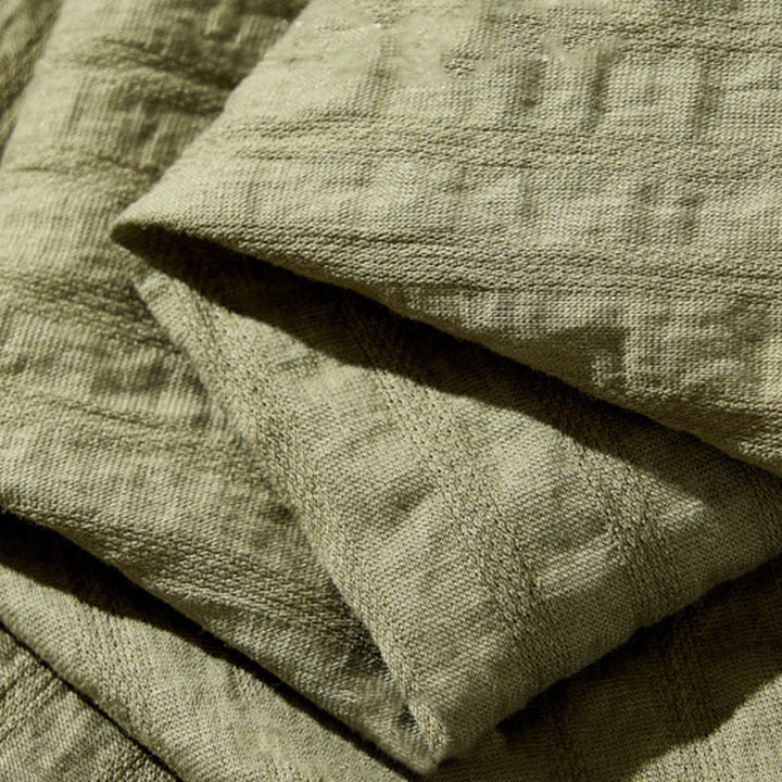 Buddha Stones夏用 無地 通気性 メンズ ボタン 半袖 テンセルシャツ - image 11