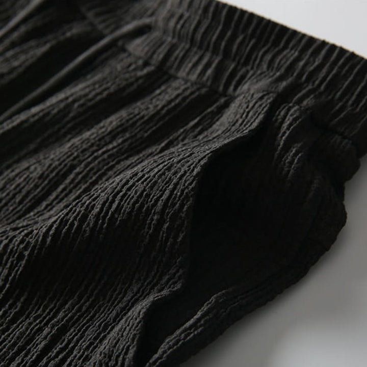 Buddha Stones 2点セット 無地 シワ加工 Vネック 半袖 Tシャツ パンツ 服 メンズ セット - image 4