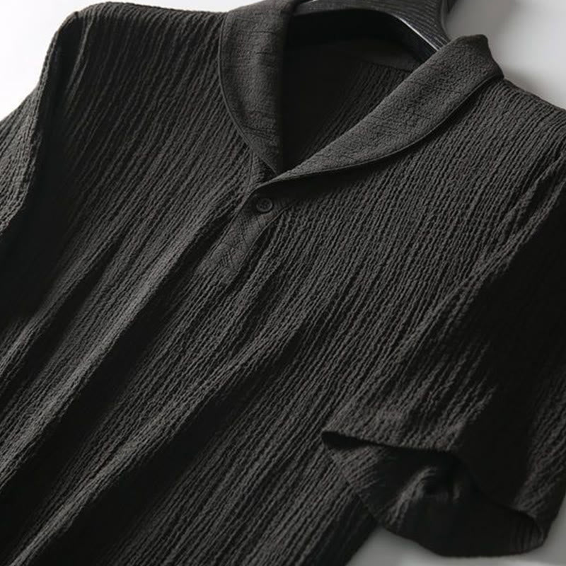 Buddha Stones 2点セット 無地 シワ加工 Vネック 半袖 Tシャツ パンツ 服 メンズ セット - image 3