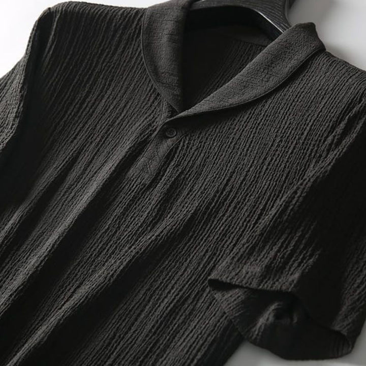 Buddha Stones 2点セット 無地 シワ加工 Vネック 半袖 Tシャツ パンツ 服 メンズ セット - image 3