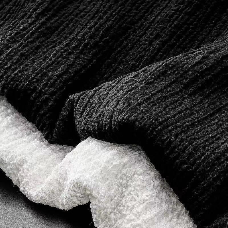 Buddha Stones 2点セット 無地 シワ加工 Vネック 半袖 Tシャツ パンツ 服 メンズ セット - image 6