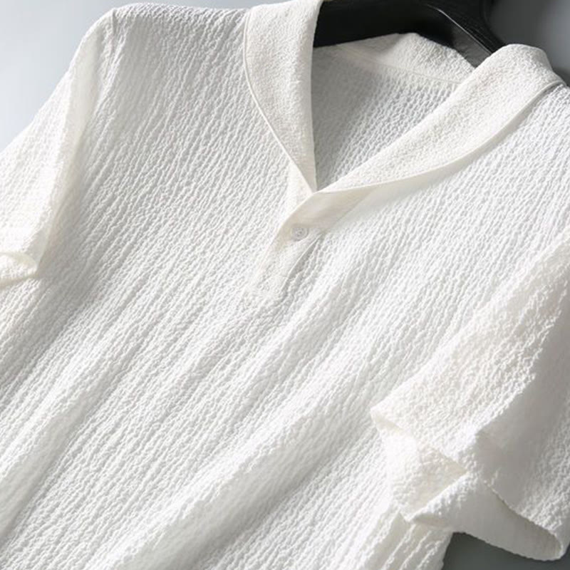 Buddha Stones 2点セット 無地 シワ加工 Vネック 半袖 Tシャツ パンツ 服 メンズ セット - image 11