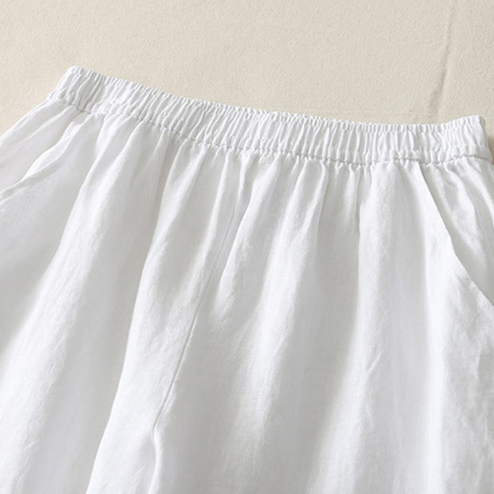 Buddha Stones夏用 デイリー 無地 ゴムウエストデザイン レディース ワイドレッグパンツ ポケット付き - image 15