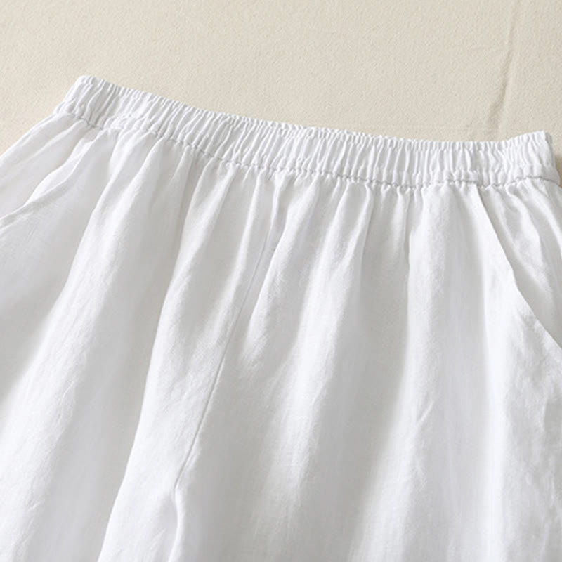 Buddha Stones夏用 デイリー 無地 ゴムウエストデザイン レディース ワイドレッグパンツ ポケット付き - image 15
