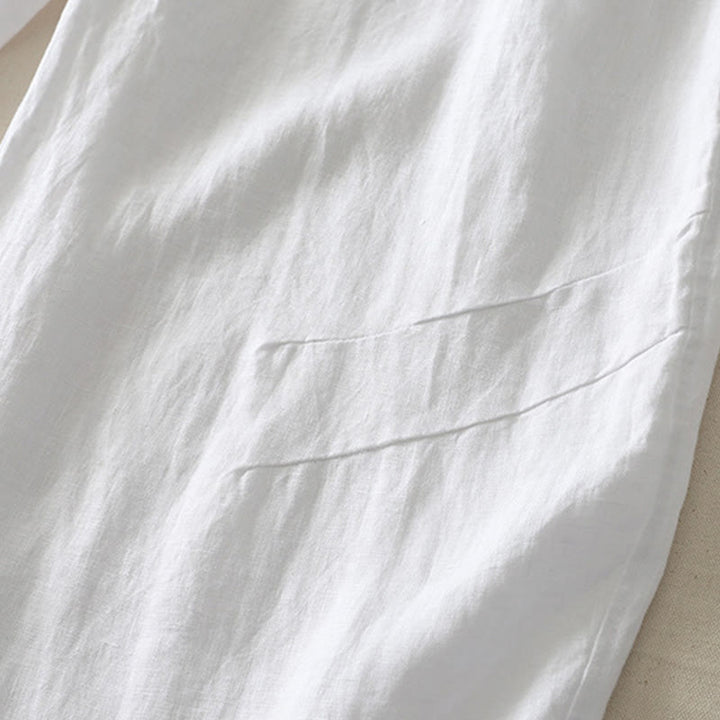 Buddha Stonesサマーデイリー 無地 伸縮性ウエストバンドデザイン レディース ワイドレッグ コットンリネン パンツ ポケット付き - image 21