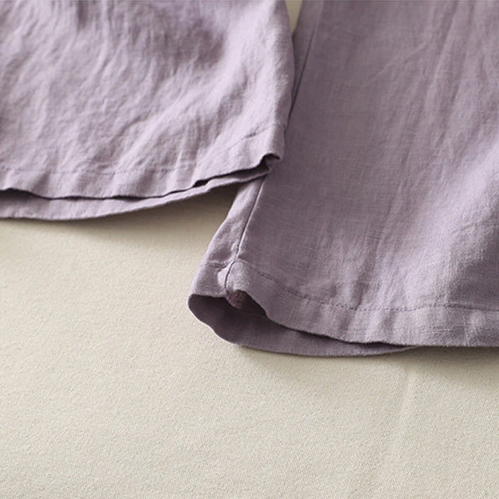 Buddha Stonesサマーデイリー 無地 伸縮性ウエストバンドデザイン レディース ワイドレッグ コットンリネン パンツ ポケット付き - image 7