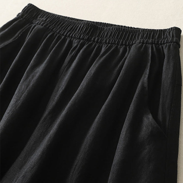 Buddha Stones夏用 デイリー 無地 ゴムウエストデザイン レディース ワイドレッグパンツ ポケット付き - image 24